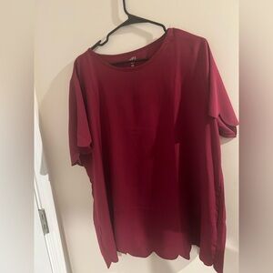 Tickled Teal Deep Red Blouse 2X